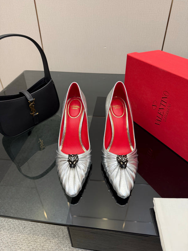 VT Panthea Pumps 105Mm Metallic Silver Goatskin 630180
