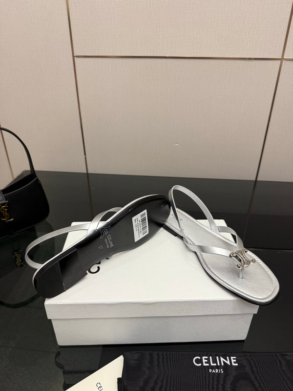 CL Biki Sandal Sliver Calfskin 725674