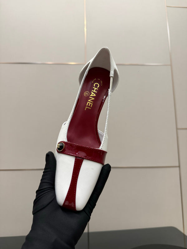 CC 26P Slingback 5cm White Red Patent Leather 791609