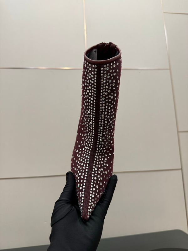 CL 26s Thea Ankle Boots 10cm Burgundy Mesh 828173