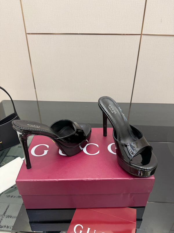 GG 26s Sandal 12cm Black Patent Leather 828219
