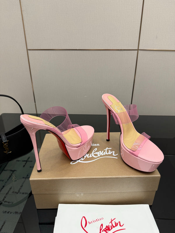 CL 2026 Just Loubi 14.5cm Mules Pink PVC Lambskin 828174