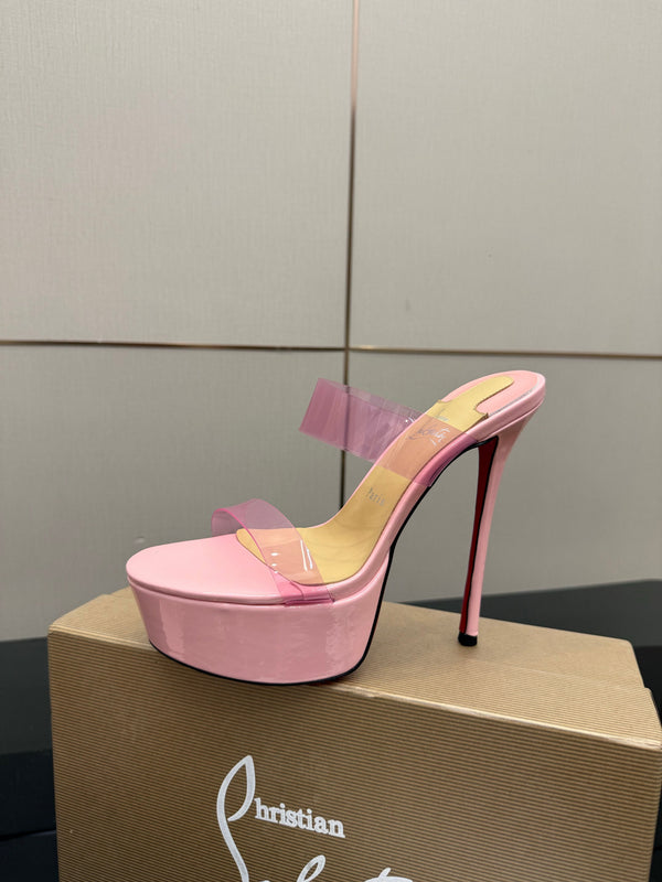CL 2026 Just Loubi 14.5cm Mules Pink PVC Lambskin 828174