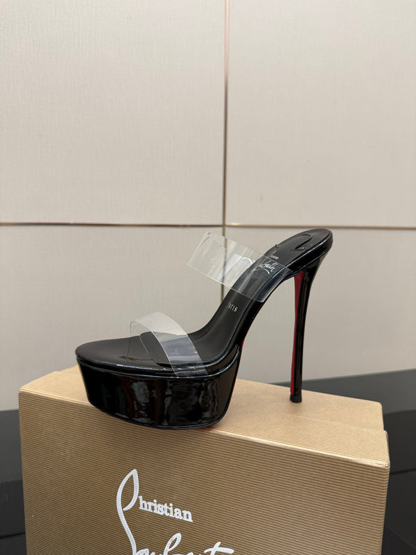 CL 2026 Just Loubi 14.5cm Mules Black PVC Lambskin 828175