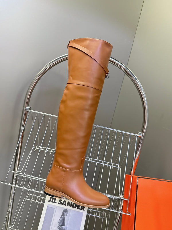 HM 26S Over The Knee Jumping Boots 2.5cm Tan Leather 113817