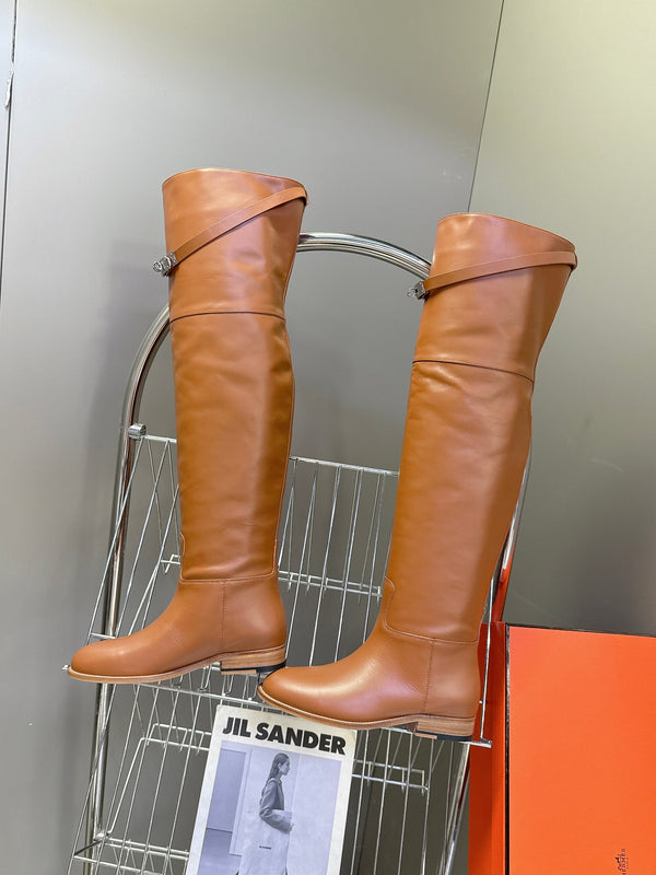HM 26S Over The Knee Jumping Boots 2.5cm Tan Leather 113817