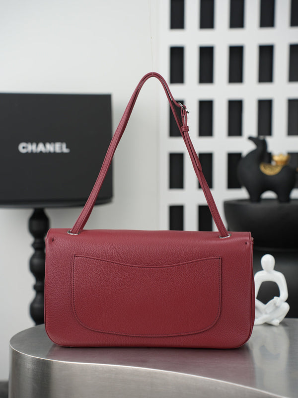 CC 26s Maxi Flap Bag 32cm Burugndy Calfskin SHW