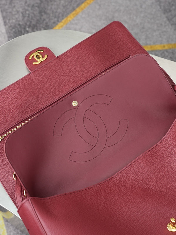 CC 26s Maxi Flap Bag 39cm Burugndy Calfskin GHW