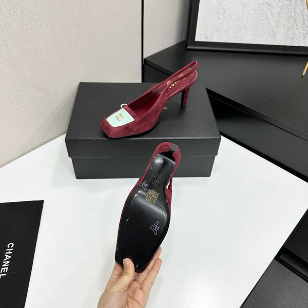 CC Block Slingback Burgundy White Suede 743250