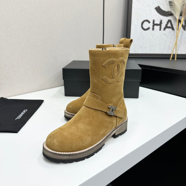 CC 26s Biker Mid-Calf Boots Brown Suede 986137