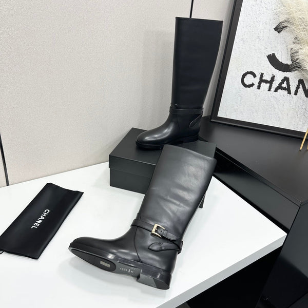 CC 26S Buckle Jumping Boots 3cm Black Leather 109268