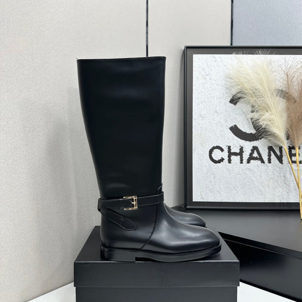 CC 26S Buckle Jumping Boots 3cm Black Leather 109268