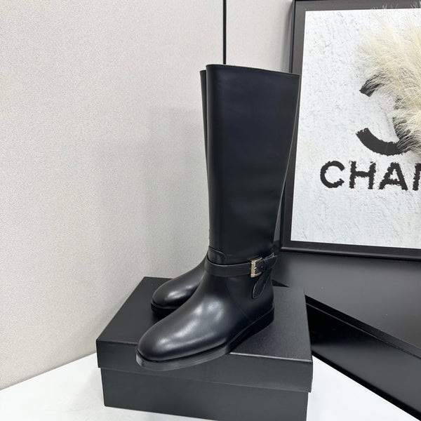 CC 26S Buckle Jumping Boots 3cm Black Leather 109268