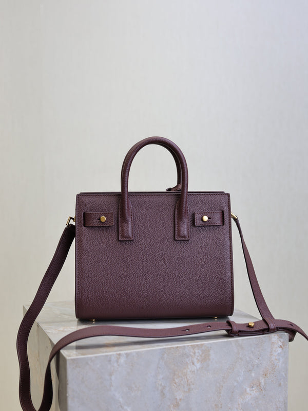Prada Sac De Jour Nano 22cm Dark Burgundy Grain Cowhide GHW