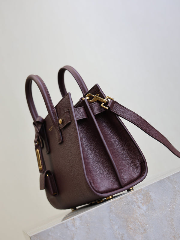 Prada Sac De Jour Nano 22cm Dark Burgundy Grain Cowhide GHW