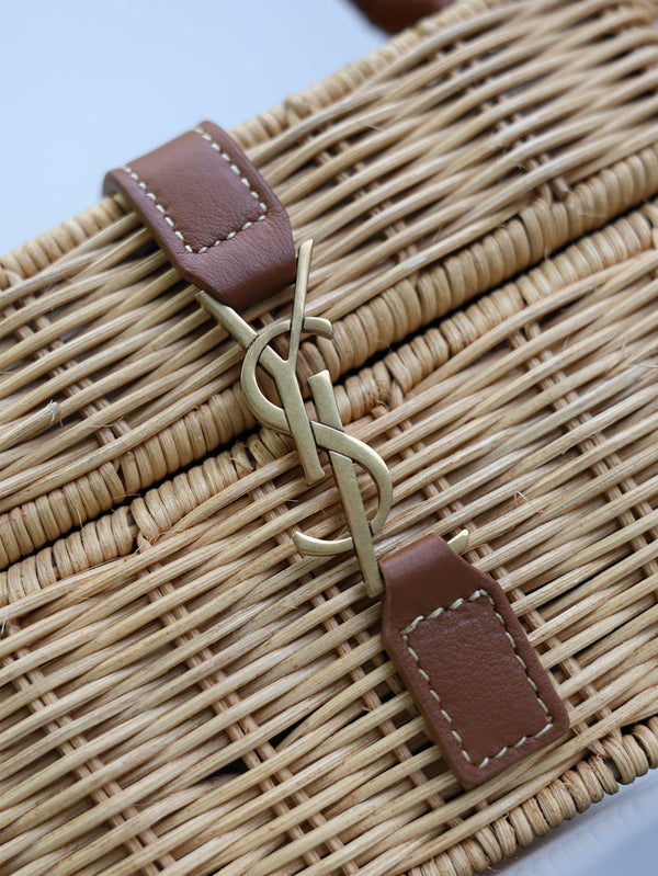 Prada Gaby Vanity Bag Beige Brown Raffia Leather