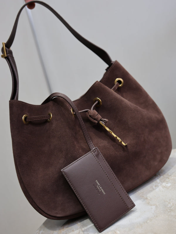 YSL Paris VII Hobo Bag Dark Brown Suede