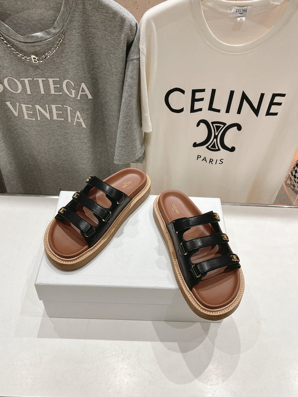 CELINE Dad Sandal Mule Black Cowhide 236753