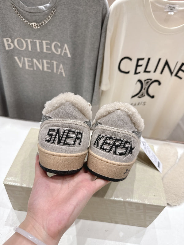 Golden Goose 2025 Wool-Lined Dirty Sneaker Light Gray mix Silver Suede 491649
