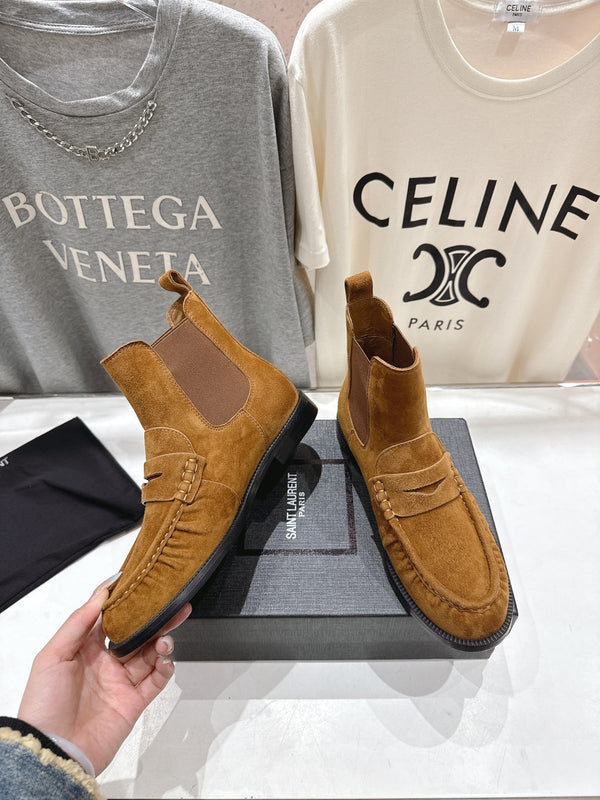 YSL 2025 High-top Loafer Tan Suede 567588