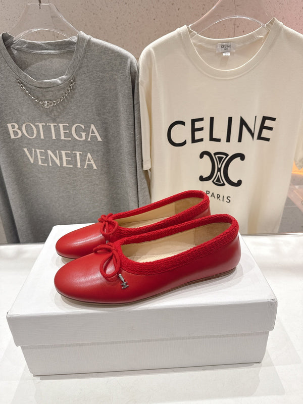 CL 26s Ballet Flats In Red Calfskin With Bow