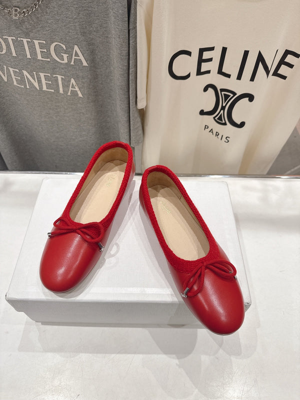 CL 26s Ballet Flats In Red Calfskin With Bow