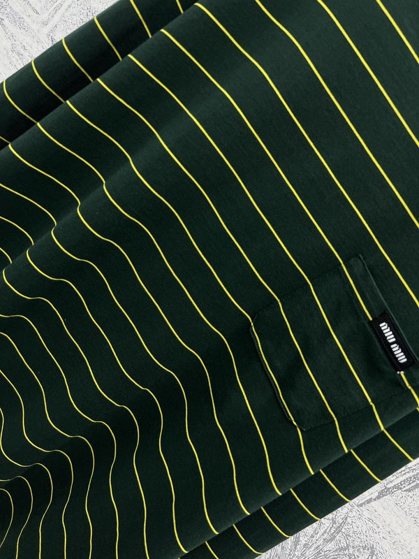 Miu Miu 25 Striped Long-sleeved T-shirt Green Cotton