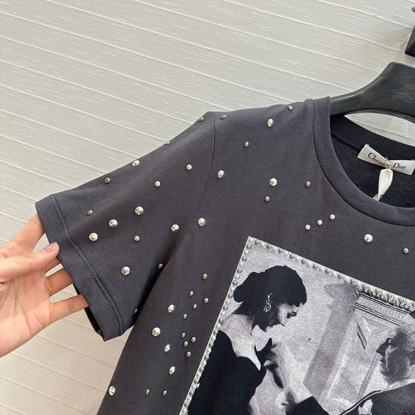 CD 25 Monsieur Dior Patchwork T-shirt Dark Gray Cotton