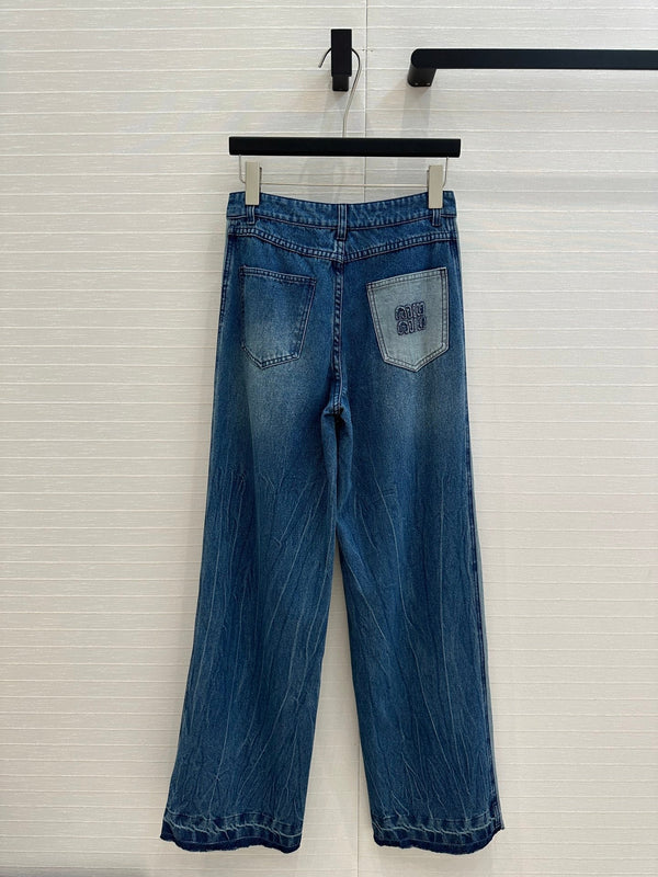 Miu Miu 25 Straight Jeans Blue Cotton
