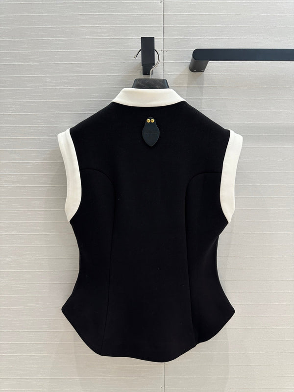 LV 25 Princess Seams Vest Black Polyester Cotton