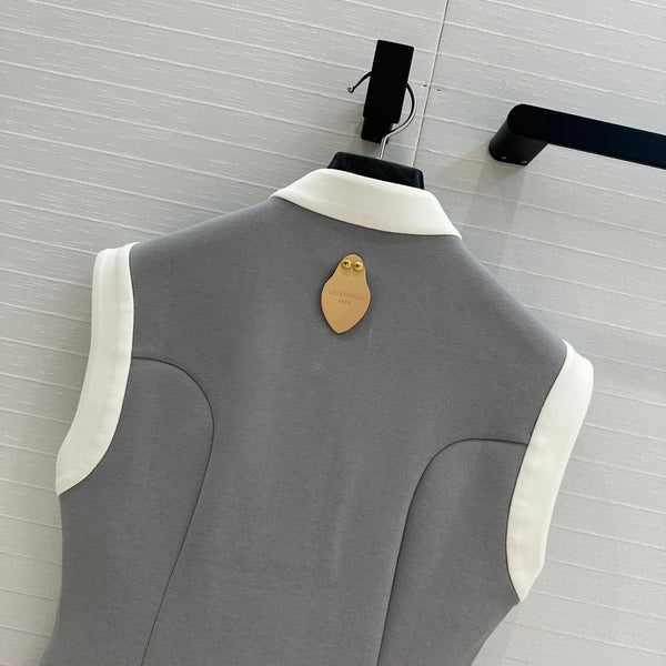 LV 25 Princess Seams Vest Grey Polyester Cotton
