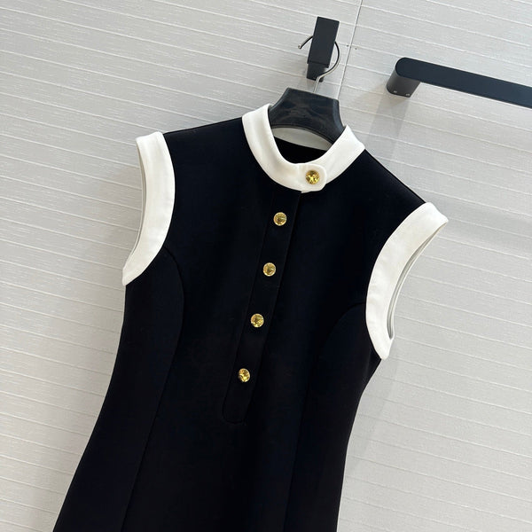 LV 25 Princess Seams Dress Black Polyester Cotton
