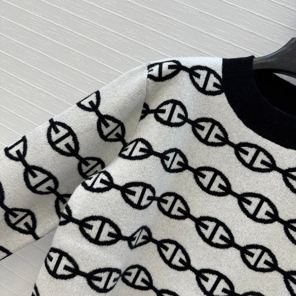 HM 25 Sweater White Mix Black Cashmere 02655