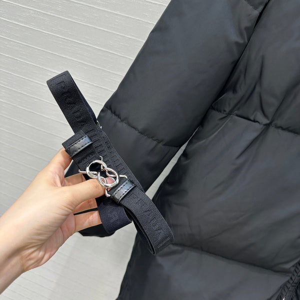 Prada 25 Long Down Jacket Black Polyester 301191