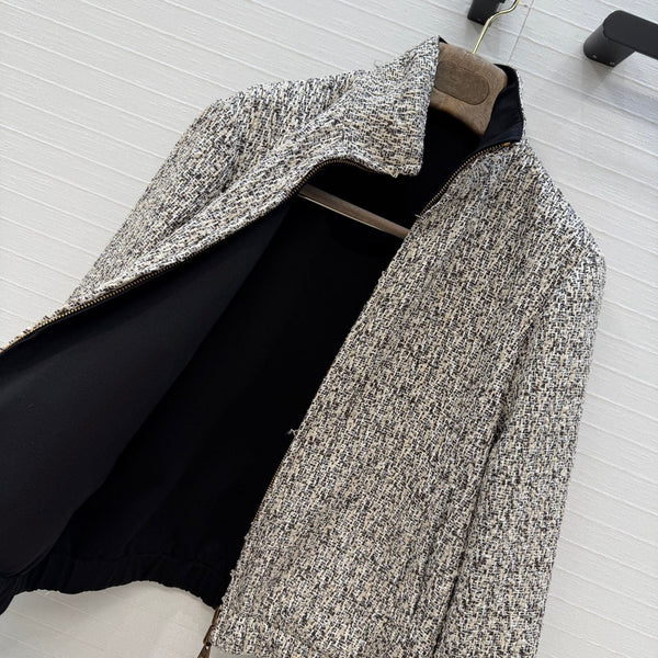 LP 26s Boucle Bomber Jacket Grey Melange Wool 428575