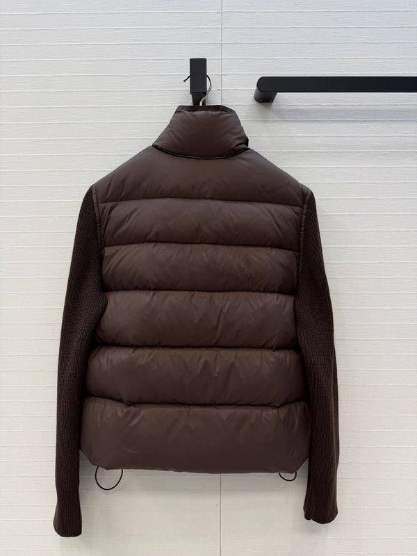 BC 26s Knit Sleeves Down Jacket Brown Nylon Wool 428570