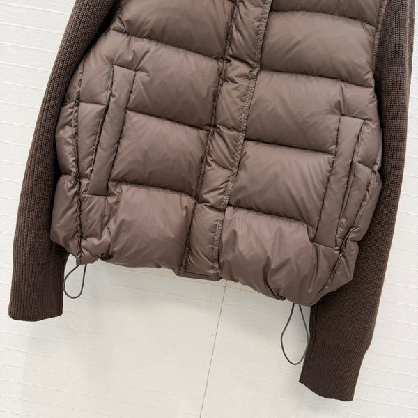 BC 26s Knit Sleeves Down Jacket Brown Nylon Wool 428570