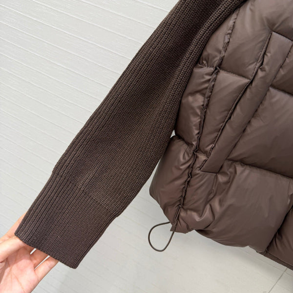 BC 26s Knit Sleeves Down Jacket Brown Nylon Wool 428570