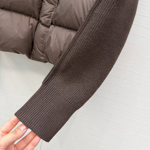 BC 26s Knit Sleeves Down Jacket Brown Nylon Wool 428570