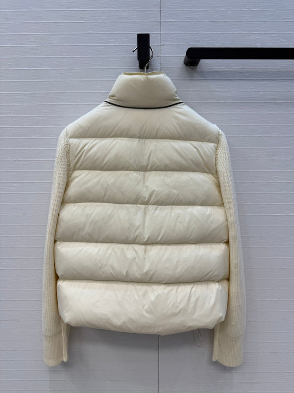 BC 26s Knit Sleeves Down Jacket Off White Nylon Wool 428572