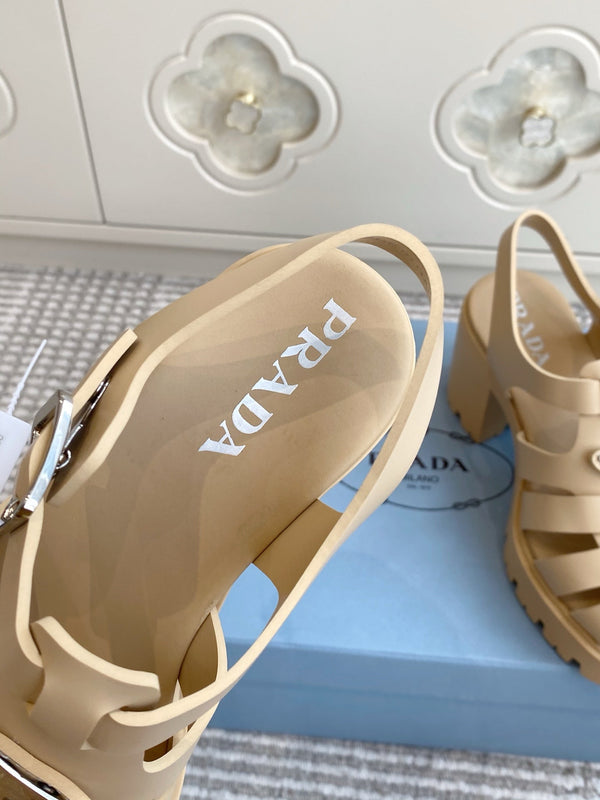 Prad 26s Fisherman Platform Sandals 8.5cm Beige Leather 122235