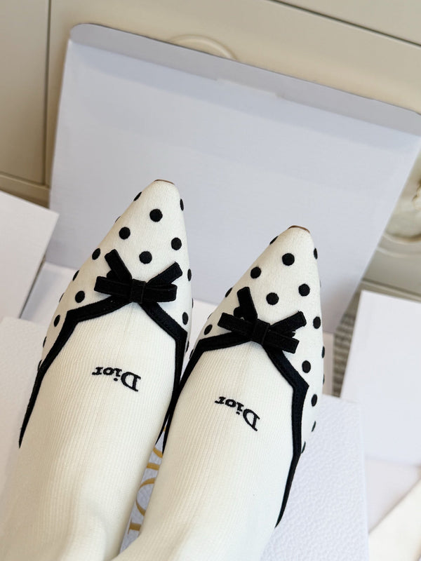 CD 26s Knit Sock Ankle Boots White Polka Dot Knit Velvet 122080