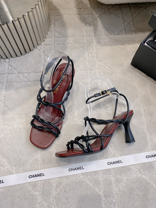 CC 26s Strappy Sandals 7.5cm Burgundy Black Sheepskin 723618