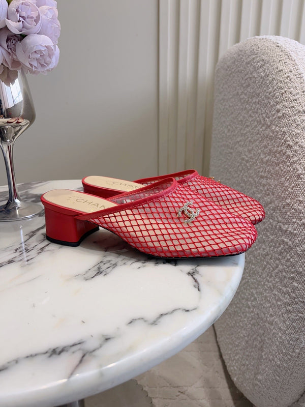 CC Mules 4.5cm Red Mesh 723801
