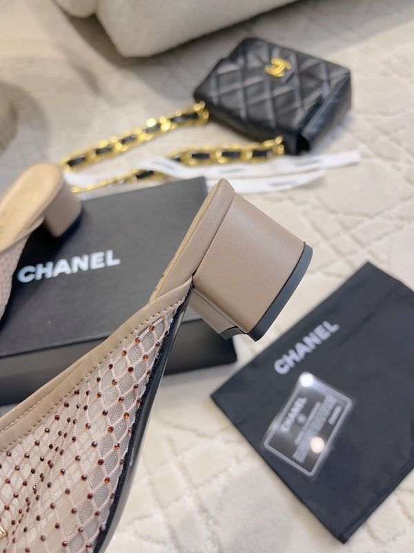 CC Mules 4.5cm Taupe Mesh 723802