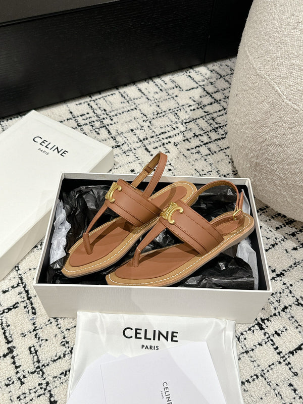 THONG SANDAL IN BRONZE BROWN CALFSKIN