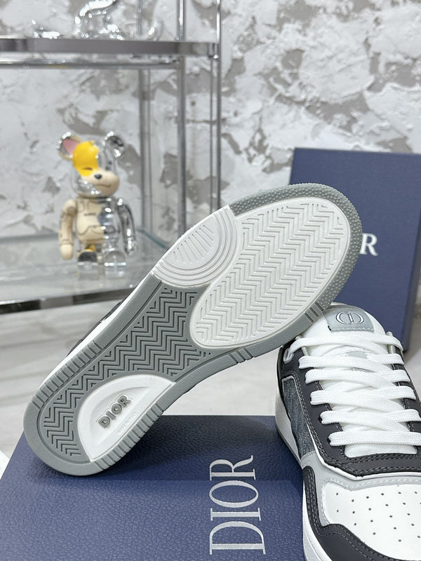 CD B27 Low-Top Sneaker 30mm In Grey Black Monogram Calfskin 100801