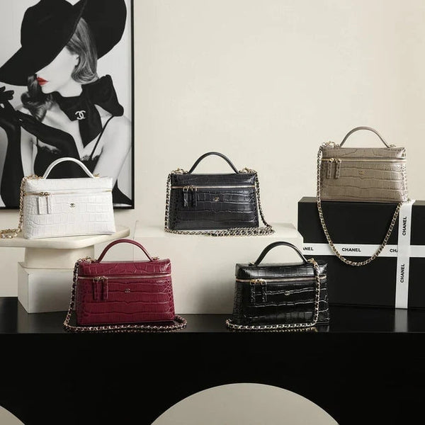 CC 26s Crocodile Embossed Vanity Bag 25cm Leather