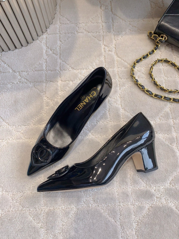 HIGH SLINGBACKS 65 MM IN BLACK PATENT CALFSKIN