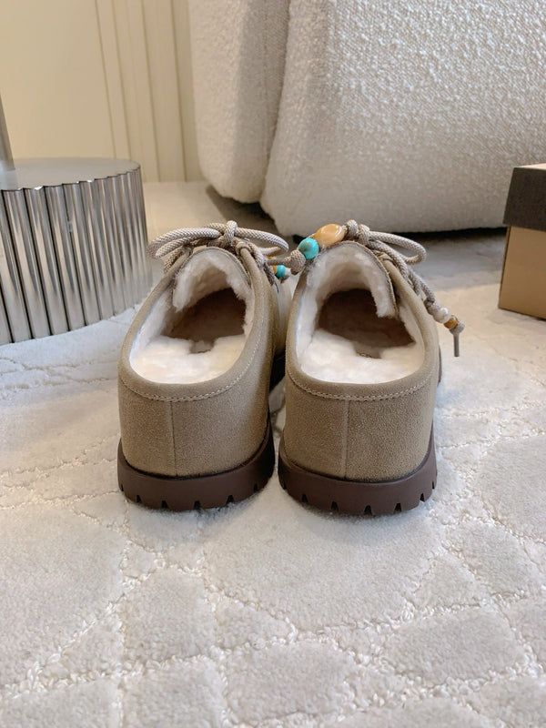 UGG Yupoo Loafers Khaki Wool Suede Mule Fleece Lining 516911